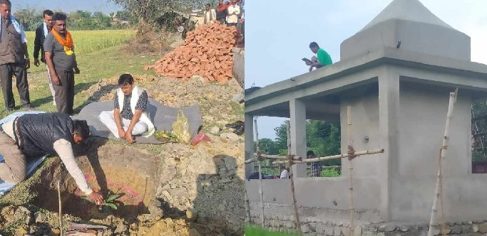 रामग्रामकाे एैचवालमा राधाकृष्ण मन्दिर निर्माण कार्य सुरू